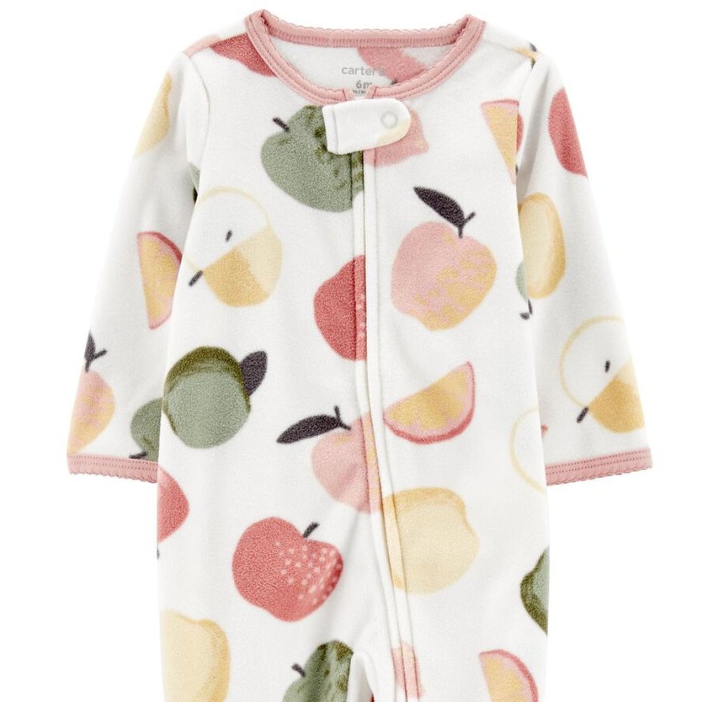 Apple Fleece Footie Pajamas - Size 6 Months